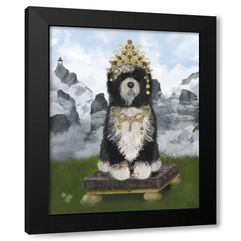 Tibetan Tibetan Black Modern Wood Framed Art Print by Fab Funky