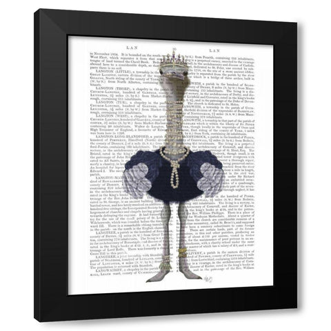 Ostrich and Pearls, Full Black Modern Wood Framed Art Print with Double Matting by Fab Funky