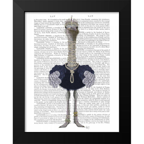 Ostrich and Pearls, Full Black Modern Wood Framed Art Print by Fab Funky