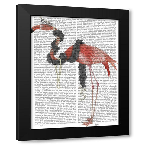 Flamingo and Pearls, Full Black Modern Wood Framed Art Print with Double Matting by Fab Funky