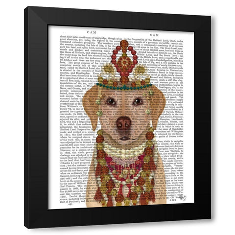 Yellow Labrador and Tiara, Portrait Black Modern Wood Framed Art Print by Fab Funky