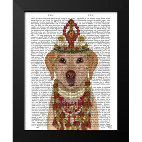 Yellow Labrador and Tiara, Portrait Black Modern Wood Framed Art Print by Fab Funky