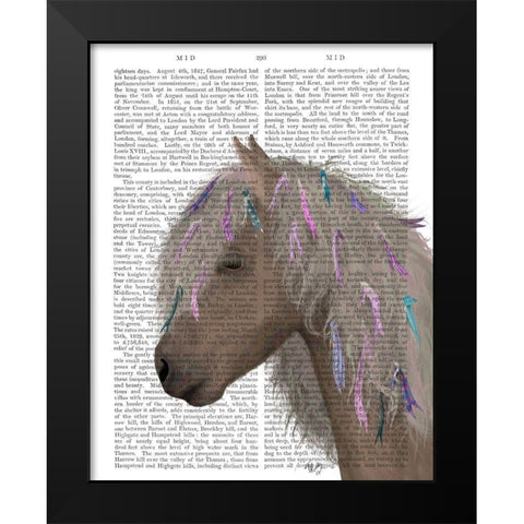 Horse Beige with Ribbons Black Modern Wood Framed Art Print by Fab Funky