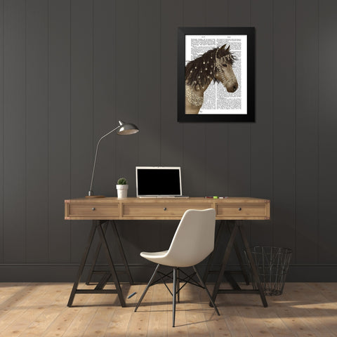 Horse Bucksin with Jewelled Bridle Black Modern Wood Framed Art Print by Fab Funky
