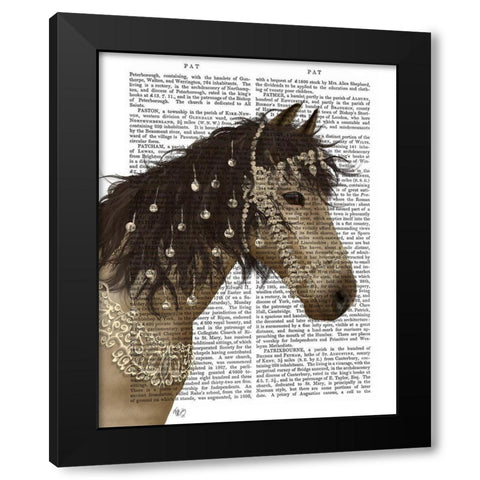 Horse Bucksin with Jewelled Bridle Black Modern Wood Framed Art Print with Double Matting by Fab Funky