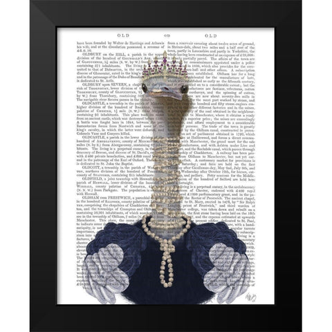 Ostrich and Pearls Black Modern Wood Framed Art Print by Fab Funky