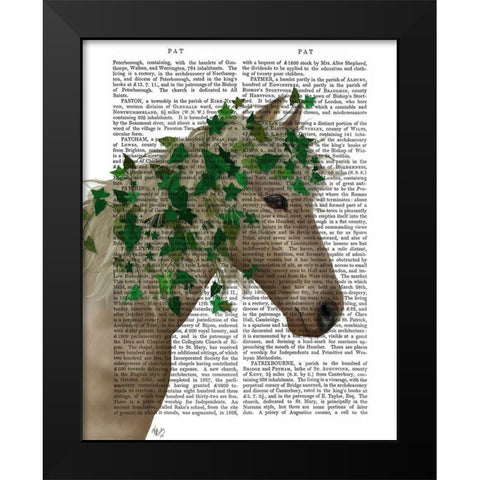Horse Porcelain with Ivy Black Modern Wood Framed Art Print by Fab Funky