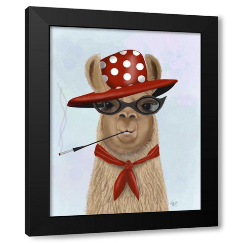Fabulous Llama Black Modern Wood Framed Art Print by Fab Funky
