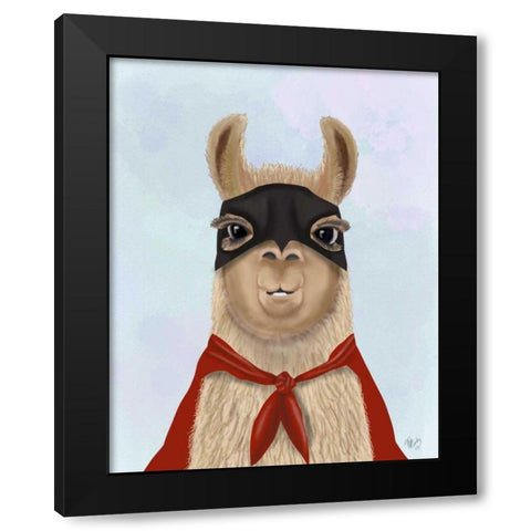Super Llama Black Modern Wood Framed Art Print by Fab Funky