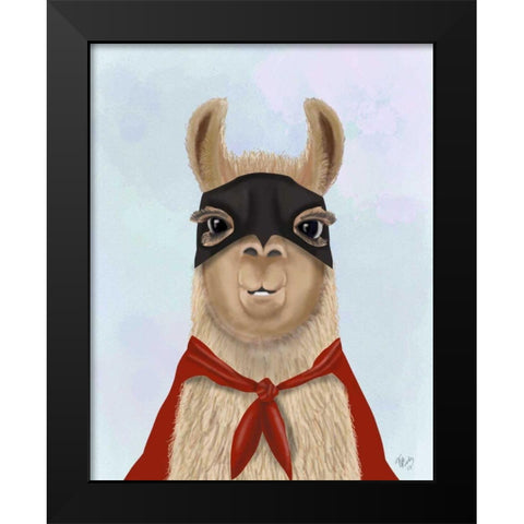 Super Llama Black Modern Wood Framed Art Print by Fab Funky