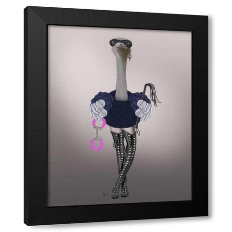Ostrich with Kinky Boots Black Modern Wood Framed Art Print with Double Matting by Fab Funky