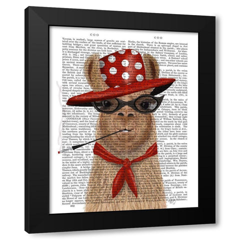 Fabulous Llama Black Modern Wood Framed Art Print by Fab Funky