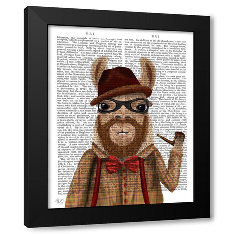 Bearded Llama Black Modern Wood Framed Art Print by Fab Funky