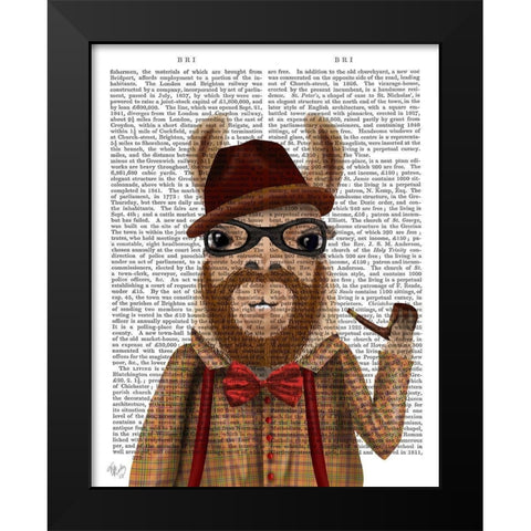 Bearded Llama Black Modern Wood Framed Art Print by Fab Funky