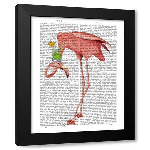 Flamingo and Cocktail 1 Black Modern Wood Framed Art Print with Double Matting by Fab Funky