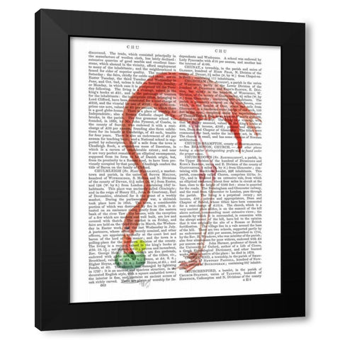 Flamingo and Cocktail 2 Black Modern Wood Framed Art Print by Fab Funky