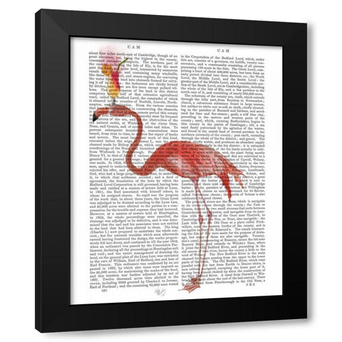 Flamingo and Cocktail 4 Black Modern Wood Framed Art Print with Double Matting by Fab Funky