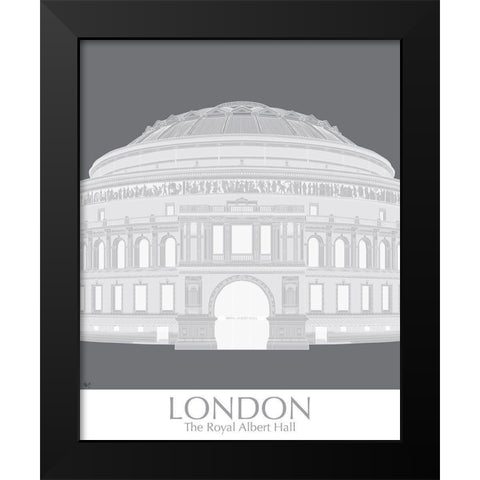 London Albert Hall Monochrome Black Modern Wood Framed Art Print by Fab Funky