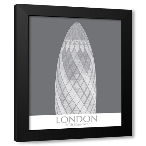 London Gerkin Monochrome Black Modern Wood Framed Art Print by Fab Funky