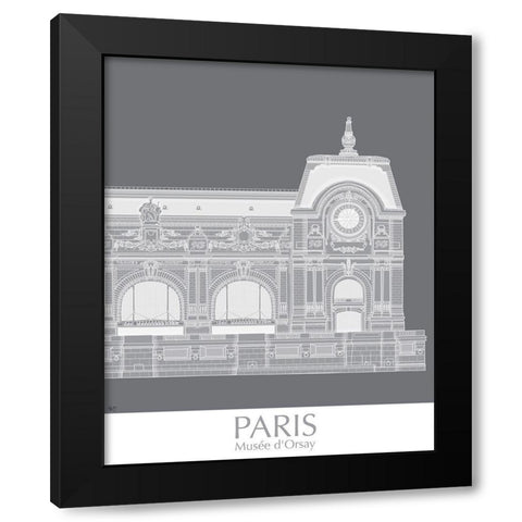 Paris Musee Dorsay Monochrome Black Modern Wood Framed Art Print with Double Matting by Fab Funky