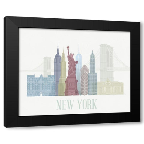 New York Skyline  Black Modern Wood Framed Art Print by Fab Funky