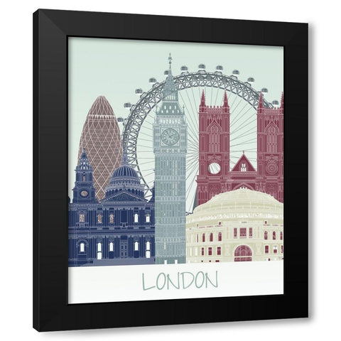 London Skyline  Black Modern Wood Framed Art Print by Fab Funky