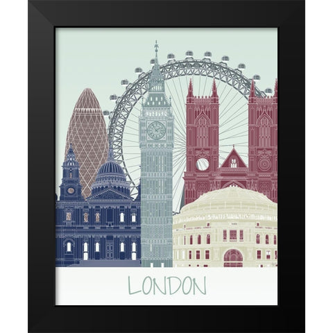 London Skyline  Black Modern Wood Framed Art Print by Fab Funky