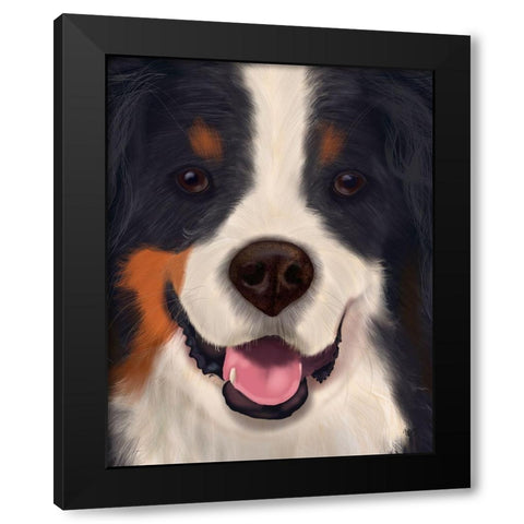 Bernese Big Dog Black Modern Wood Framed Art Print with Double Matting by Fab Funky
