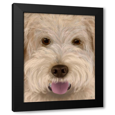 Labradoodle Big Dog Black Modern Wood Framed Art Print by Fab Funky