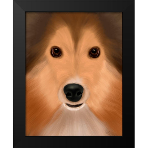 Shetland Sheepdog Big Dog Black Modern Wood Framed Art Print by Fab Funky