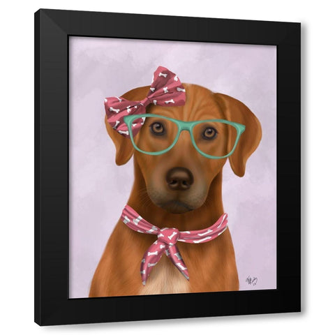 Rhodesian Ridgeback with Glasses and Scarf Black Modern Wood Framed Art Print with Double Matting by Fab Funky
