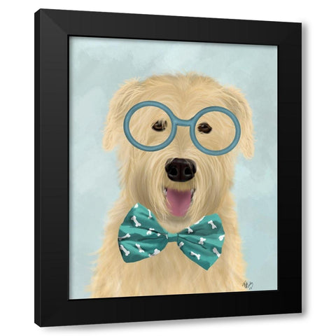 Wheaten Terrier with Glasses and Bow Tie Black Modern Wood Framed Art Print with Double Matting by Fab Funky