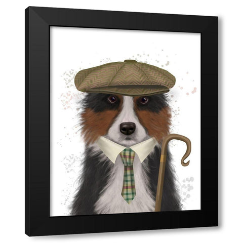Border Collie Shepherd Black Modern Wood Framed Art Print with Double Matting by Fab Funky