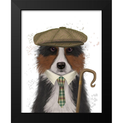 Border Collie Shepherd Black Modern Wood Framed Art Print by Fab Funky