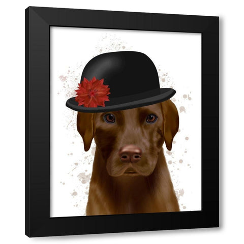 Chocolate Labrador and Bowler Black Modern Wood Framed Art Print with Double Matting by Fab Funky