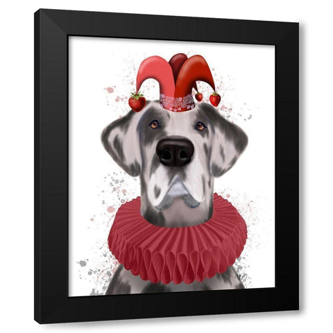 Great Dane Strawberry Fool Black Modern Wood Framed Art Print by Fab Funky