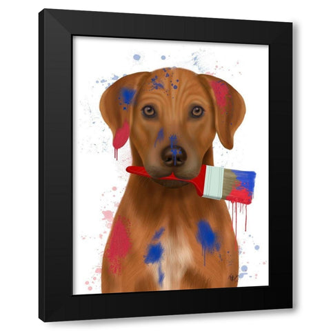 Rhodesian Ridgeback Painter Black Modern Wood Framed Art Print by Fab Funky