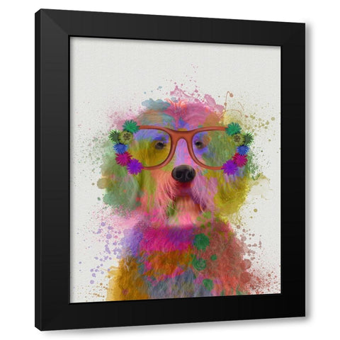 Labradoodle Rainbow Splash Black Modern Wood Framed Art Print with Double Matting by Fab Funky