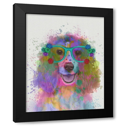 Springer Spaniel Rainbow Splash Black Modern Wood Framed Art Print with Double Matting by Fab Funky