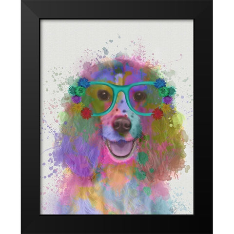Springer Spaniel Rainbow Splash Black Modern Wood Framed Art Print by Fab Funky