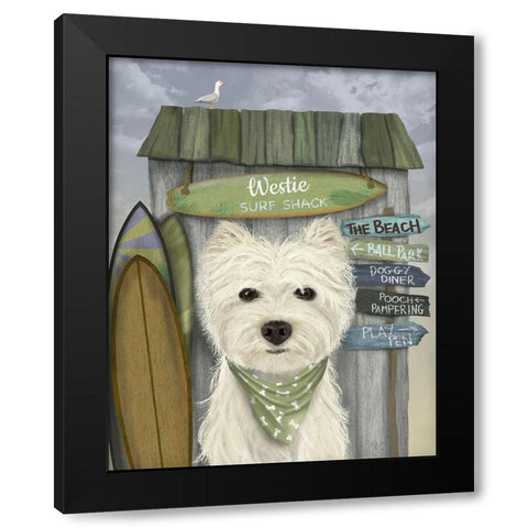 Westie Surf Shack Black Modern Wood Framed Art Print by Fab Funky