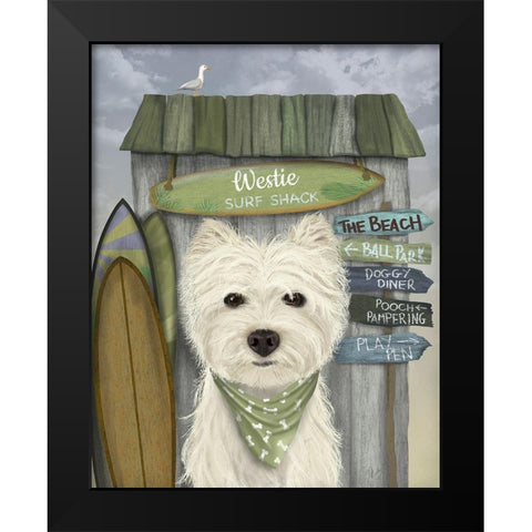 Westie Surf Shack Black Modern Wood Framed Art Print by Fab Funky