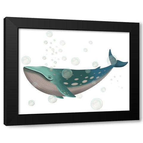 Whale Bubbles 2 Black Modern Wood Framed Art Print with Double Matting by Fab Funky