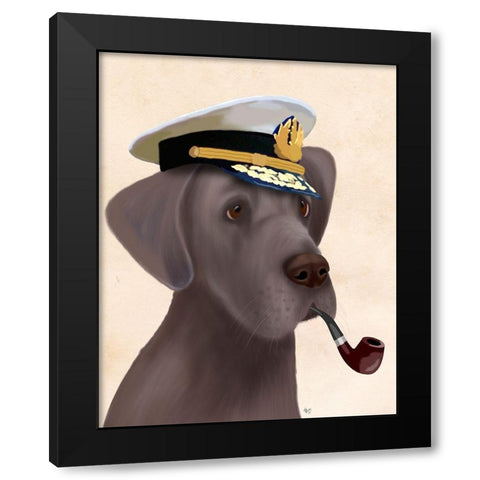 Great Dane Sea Dog Black Modern Wood Framed Art Print by Fab Funky