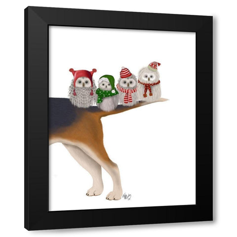 Christmas Bummer Owls Black Modern Wood Framed Art Print with Double Matting by Fab Funky
