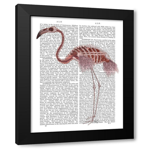 Flamingo Skeleton Black Modern Wood Framed Art Print by Fab Funky