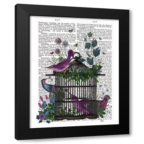 Flower Birdcage 2 Black Modern Wood Framed Art Print with Double Matting by Fab Funky