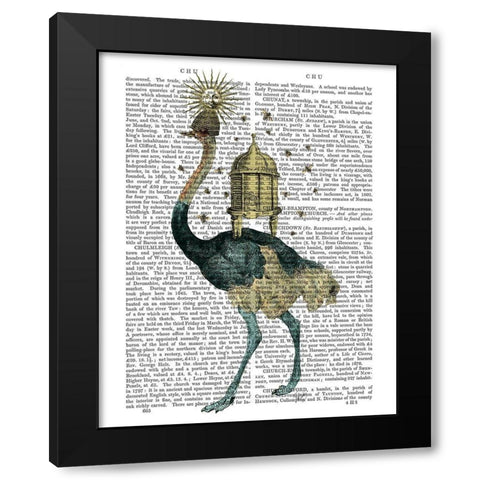 Ostrich Beekeeper Black Modern Wood Framed Art Print by Fab Funky