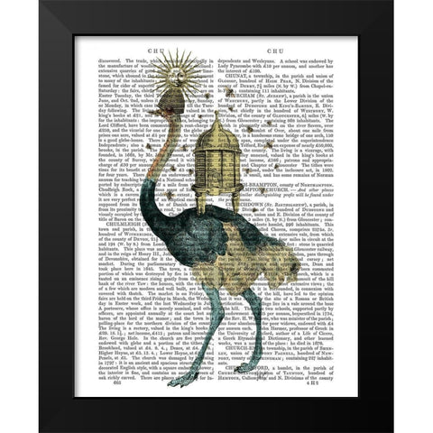 Ostrich Beekeeper Black Modern Wood Framed Art Print by Fab Funky