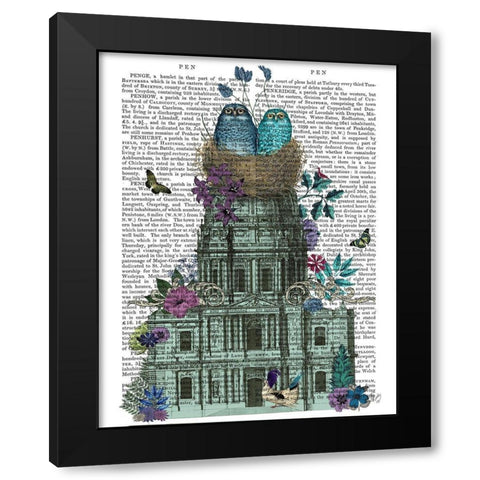 Owl Basilica Black Modern Wood Framed Art Print with Double Matting by Fab Funky